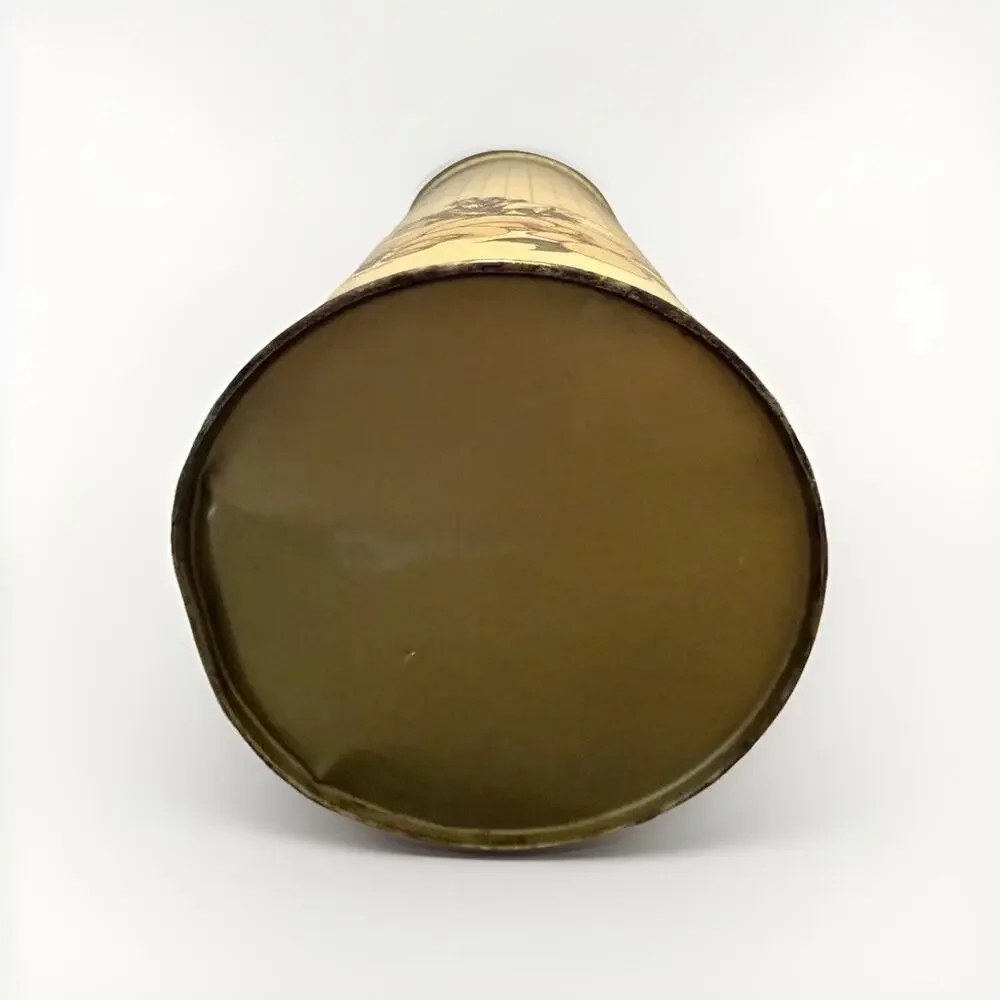 Vintage 1970s Franco Mushroom Cylinder Round Tall Tin Can Canister 11”x3.5”